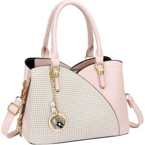 Women’s Pink Triple Compartment Satchel Fashion Top Handle Shoulder Bag